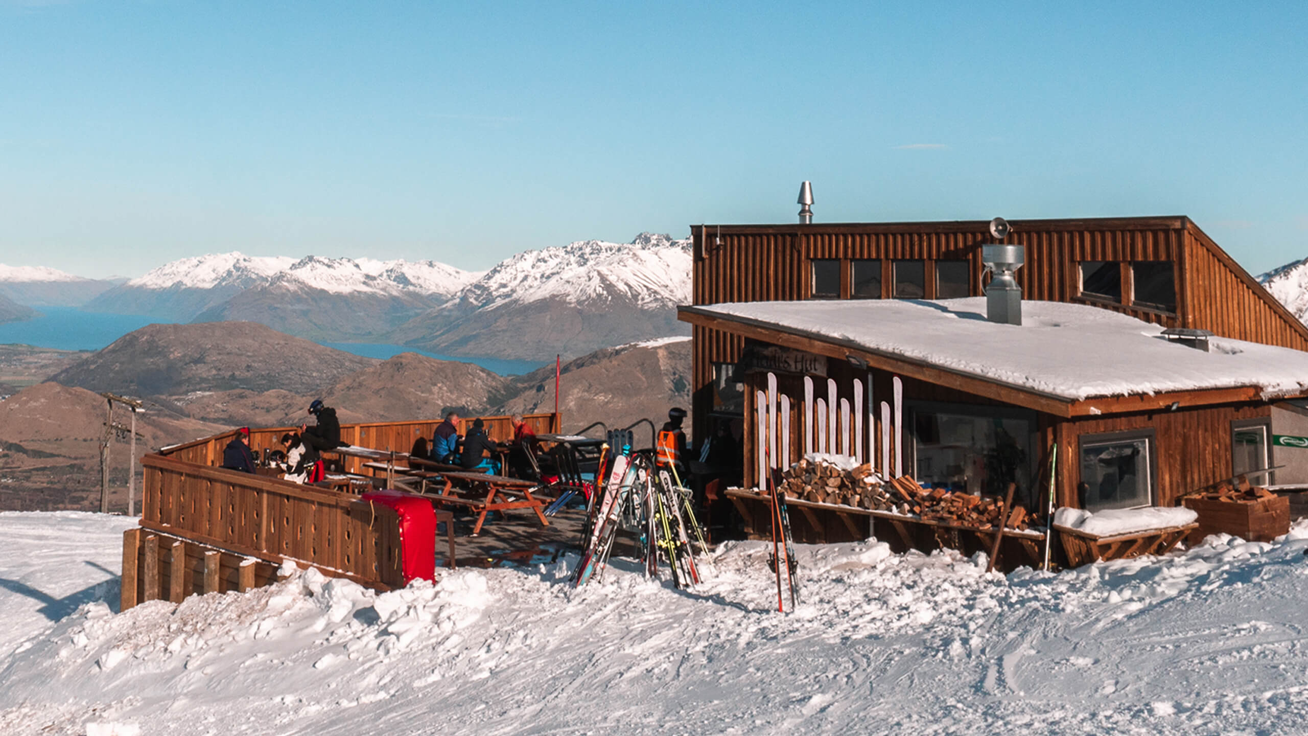 Chalet in the snow overlooking Queenstown