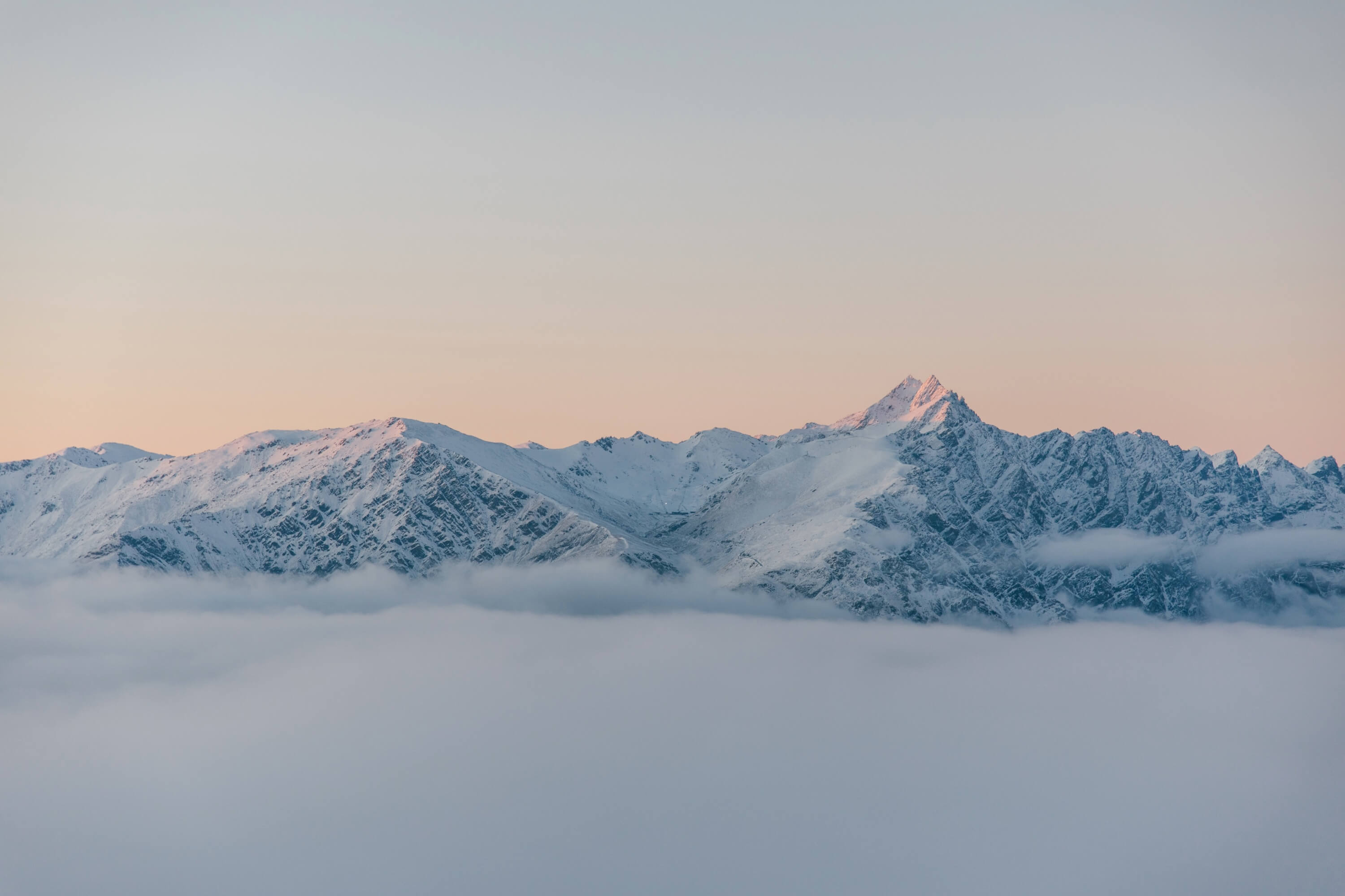 Landscape shot of view from Coronet Peak at sunrise.
