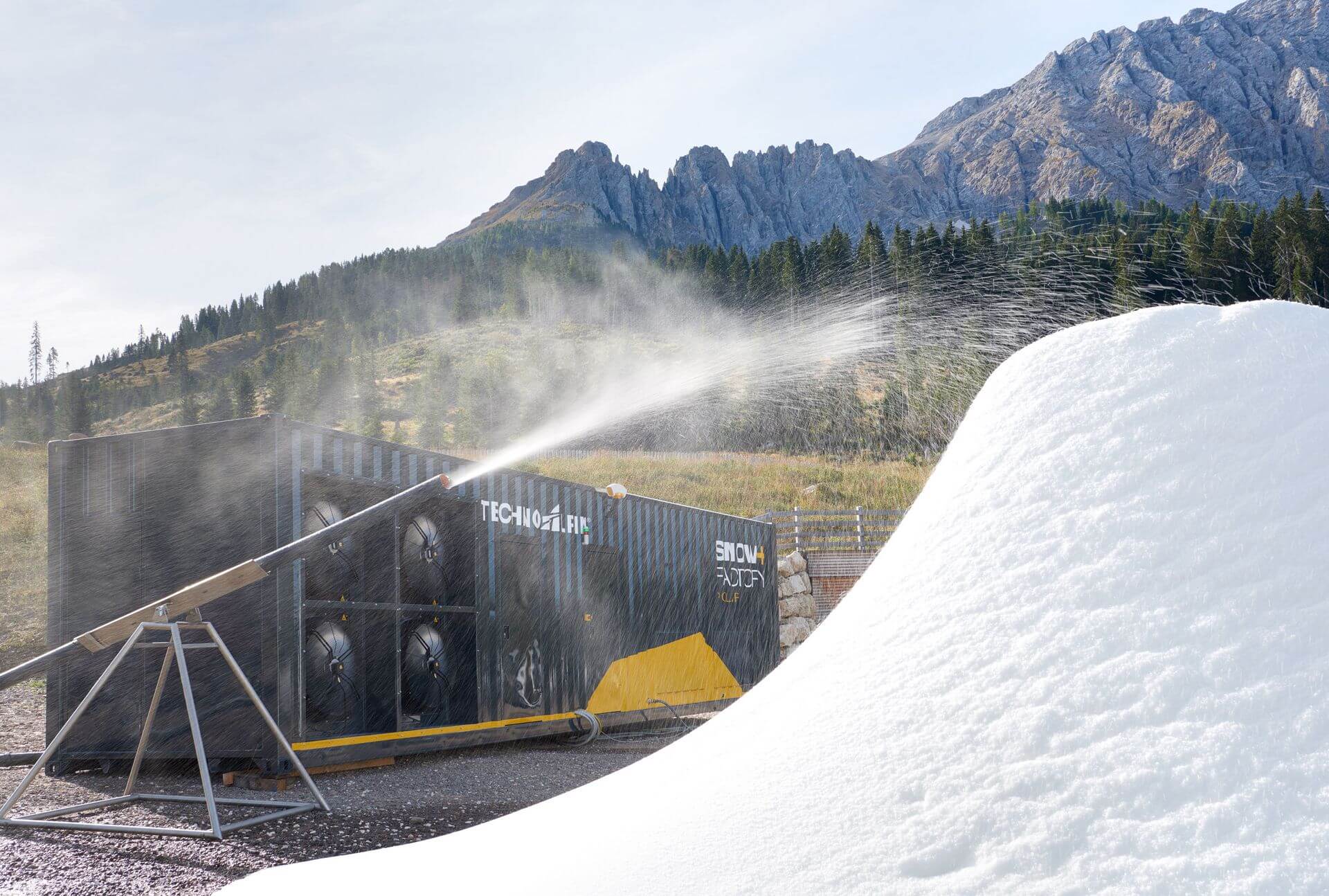 snow factory machine creating snow